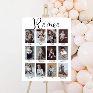 Meilensteinposter, Geburtstag, Mein erstes Jahr, Babyposter, personalisiertes Poster