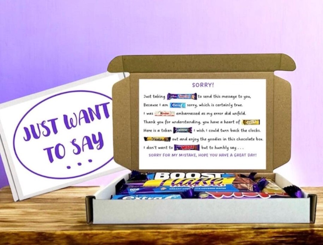 Sorry, Apology Chocolate Treat Box, Fun Letterbox Gift With Poem ...