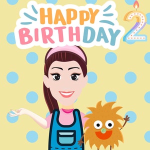 Carte d'anniversaire MS RACHEL, 2e anniversaire - à télécharger et à imprimer immédiatement