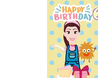 Ms Rachel 1st Birthday Card! Digital download for printing