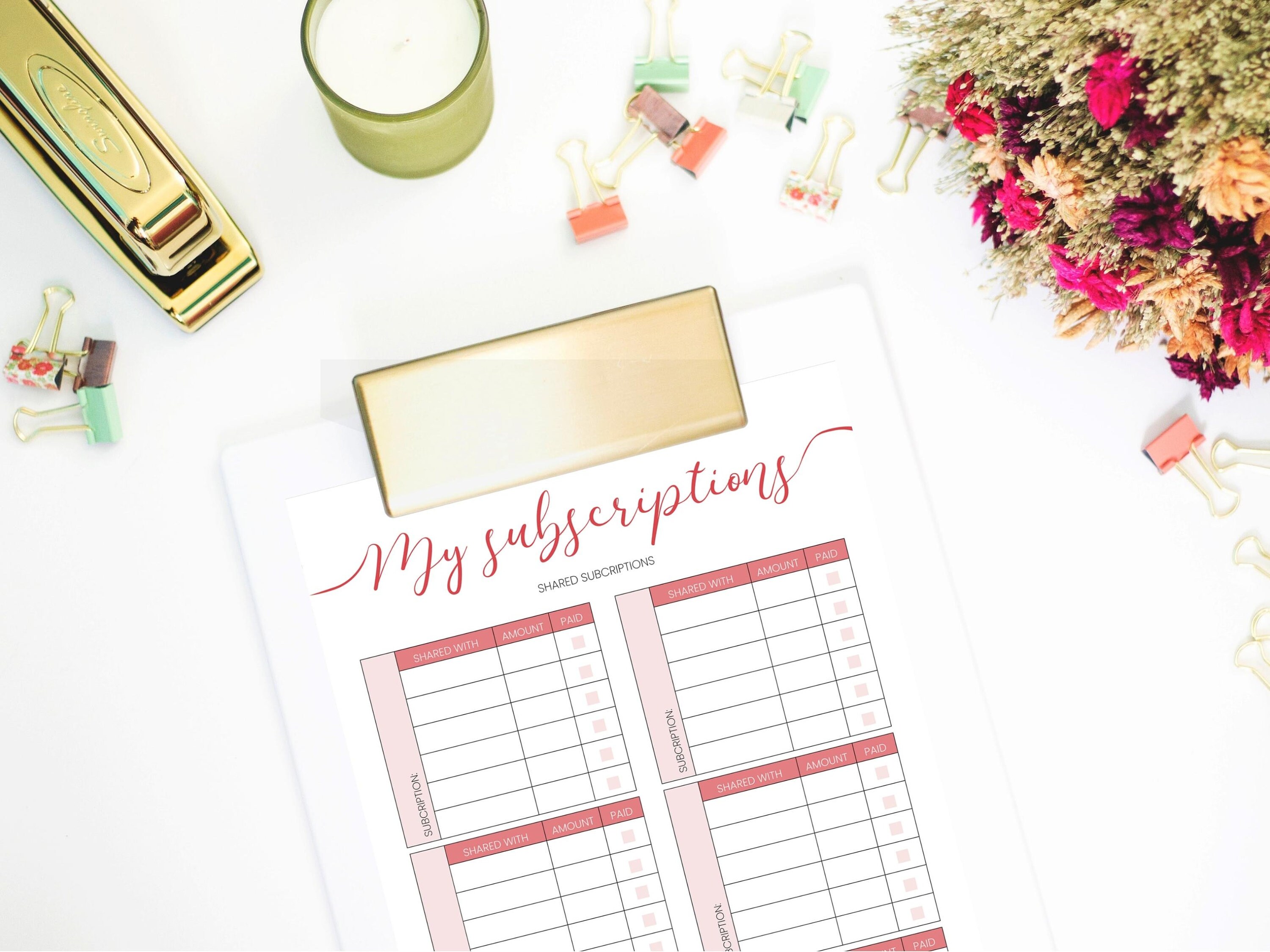 Printable Subscription Tracker, Monthly Subscription, Membership ...