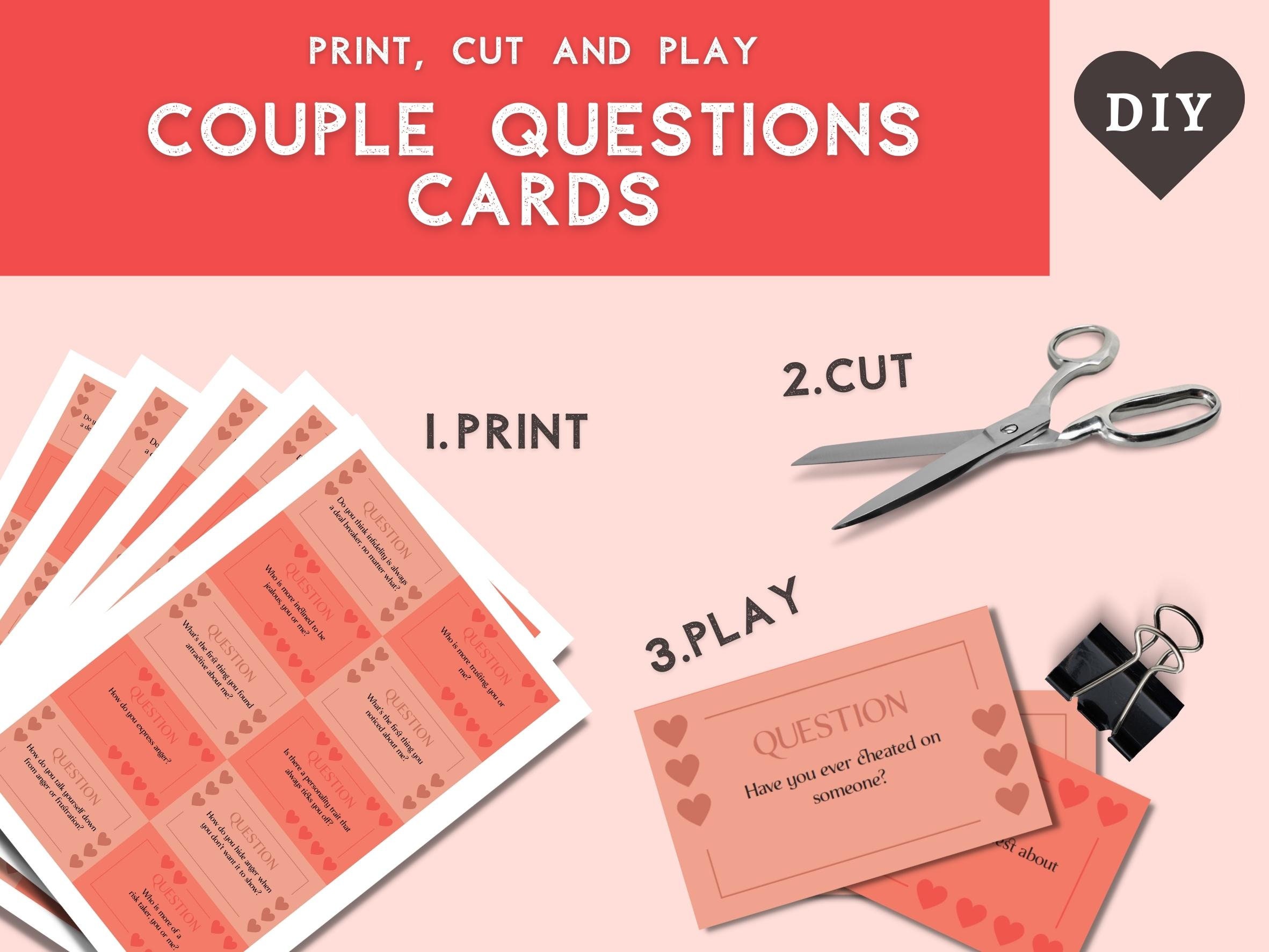 Printable 110 Couples Question Cards | Couple Game| Date Night Game ...