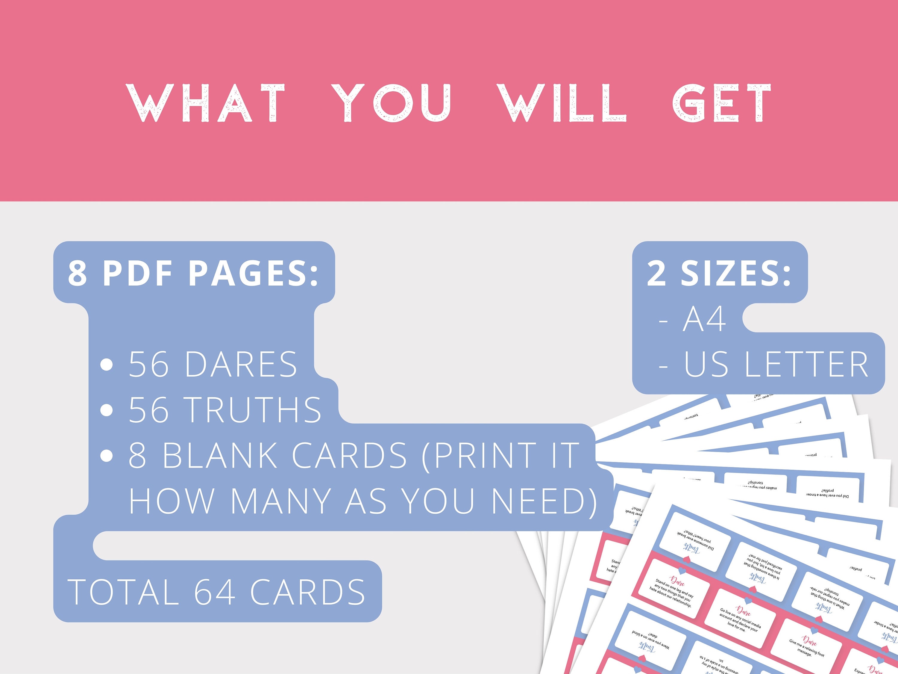Printable Couples Truth or Dare Card Game, Game for Couples, Date Night ...
