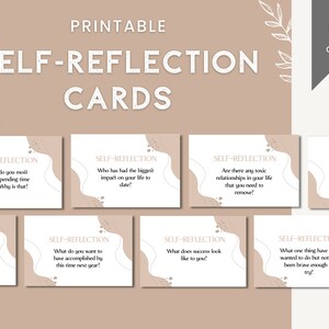 Cartes d&#39;auto-réflexion imprimables, 64 invites d&#39;auto-réflexion, Journal d&#39;auto-réflexion, découverte de soi, santé mentale, bricolage, journal de soins personnels
