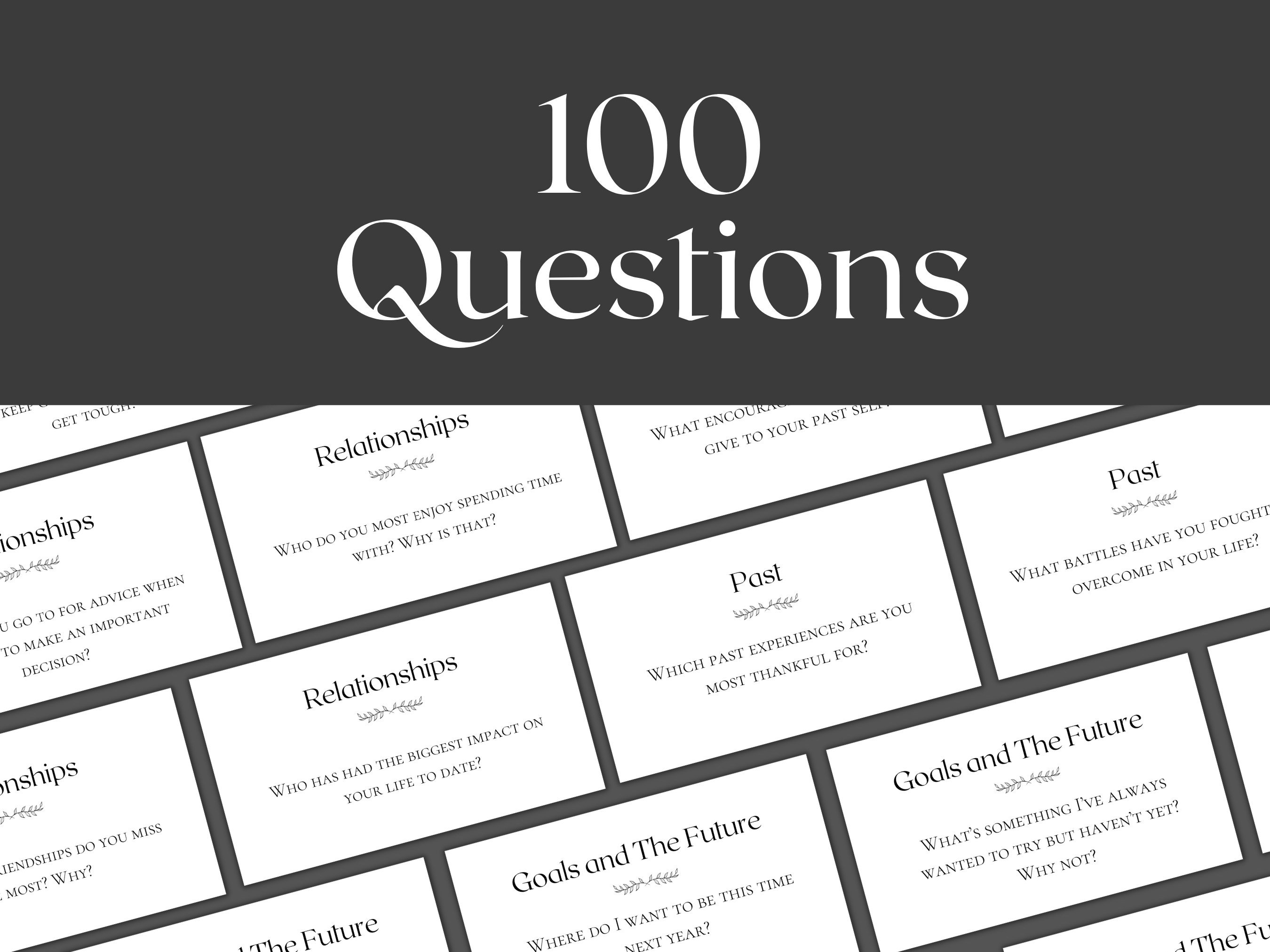 Self Reflection Cards for Reflection Journal and Self Care Journal. 100 ...