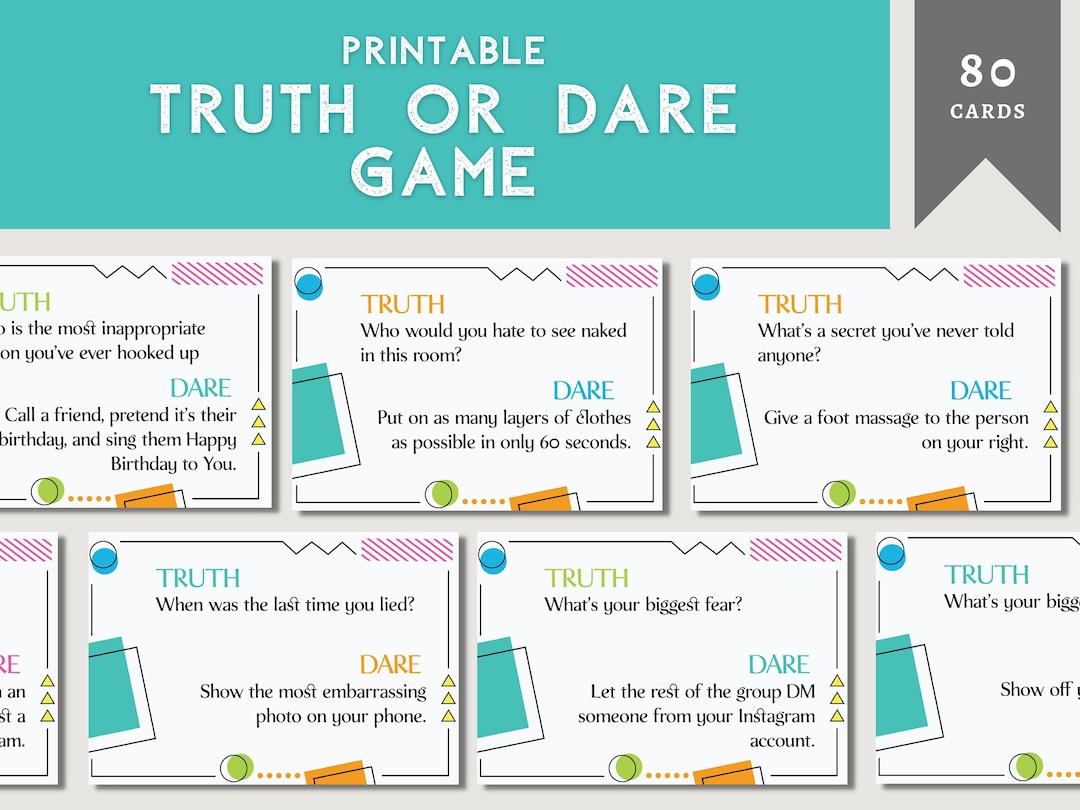 Truth or Dare Printable Party Game | Drinking Game |party Activity ...