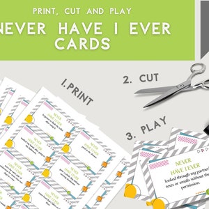 Never Have I Ever Game Printable Drinking Cards Game Adult Only Party ...