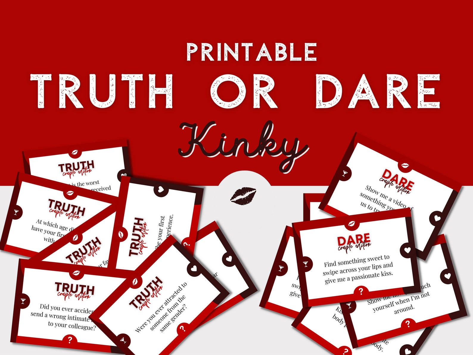 Printable Kinky Truth or Dare Cards, Couples Foreplay Game - Dirty