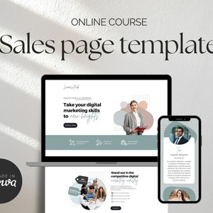 Canva Sales Page Template Coaching Course Sales Website Funnel Landing Page Template, Coaching Template Canva Website Template Canva