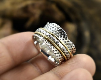 Ontwerper Spinner Ring, 925 Sterling Silver Spinner Ring, Handgemaakte Duim Zilveren Ring, Boho Ring, Fidget Ring, Angst Ring, Cadeau voor haar