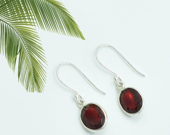 Red Garnet Earrings, Designer Earring, Handmade Silver Earrings, Teardrop Garnet Earring, 925 Sterling Silver, Gift for her, Wedding Earring