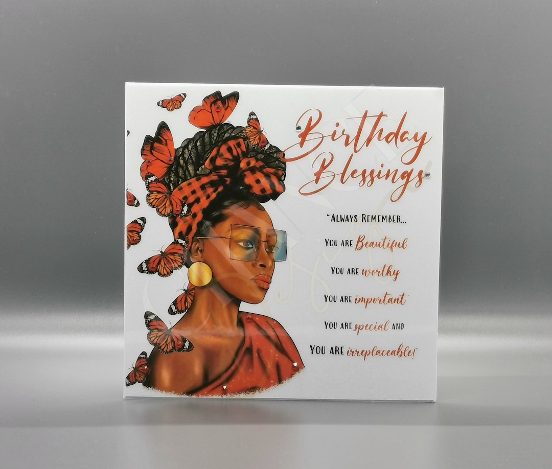 Birthday Blessings Black Woman, Happy Birthday, Black Greeting Card