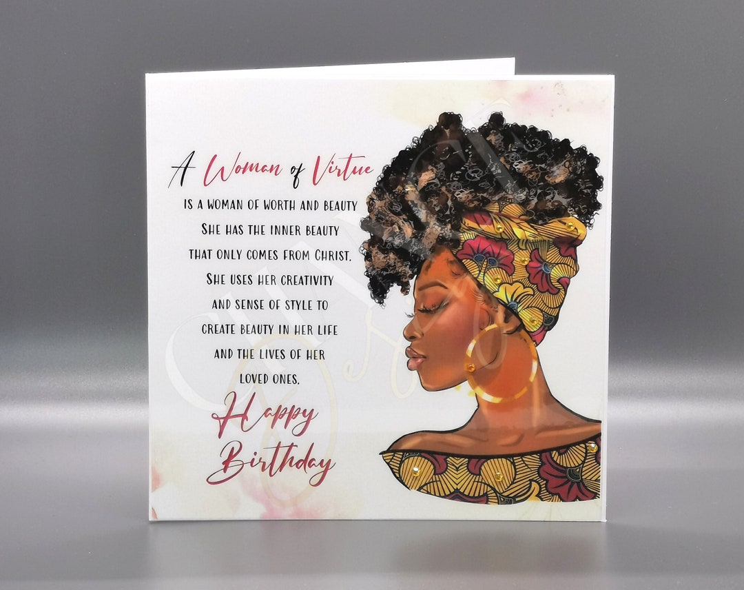 Woman of Virtue Black Woman, Happy Birthday, Black Greeting Card