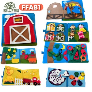 Montessori Busy Book for Kids-3D quietBook Felt Board for Toddlers Farm Themes Preschool Daily Life Storytelling Early Learning Interactive