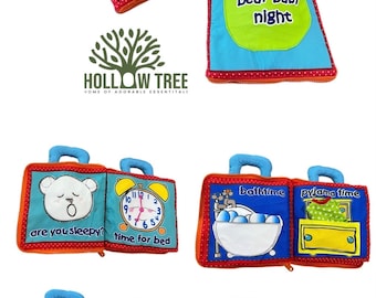 Sleeping polar bear- Fabric books busy book - sensory book for baby toddler kid - touch feel-early learning -travel toys