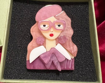 Fancy acrylic brooch / lady figures / accessories/ present