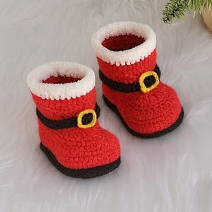 PATTERN Crochet Santa Christmas baby booties