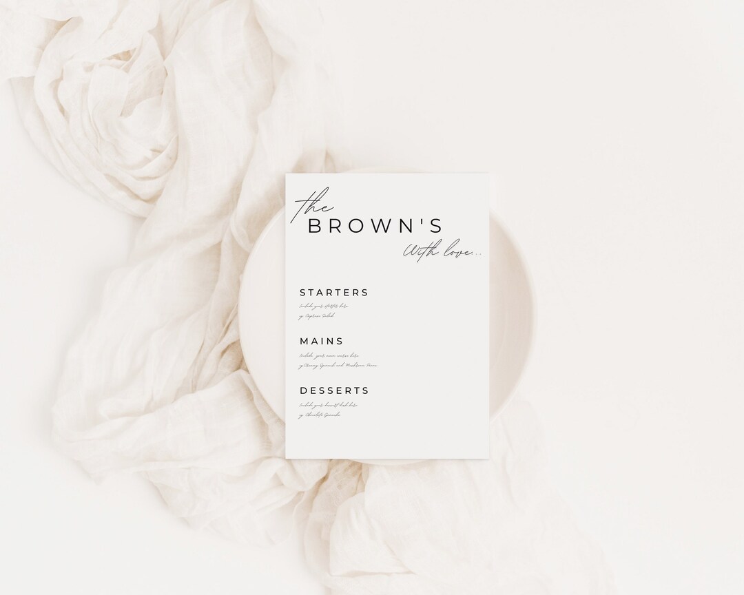 Wedding Menu Template Wedding Rehearsal Dinner Menu Minimalist Wedding