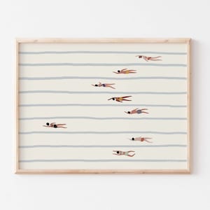 Minimalistische Drucke, Schwimmbad Kunstdruck, minimalistisches Kunstwerk, Sommer Kunstdruck, Diverse Frauen Wandkunst, Schwimmer Kunst