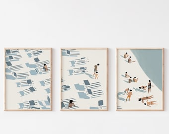 Beach Chair Art Prints: Coastal Triptych Set