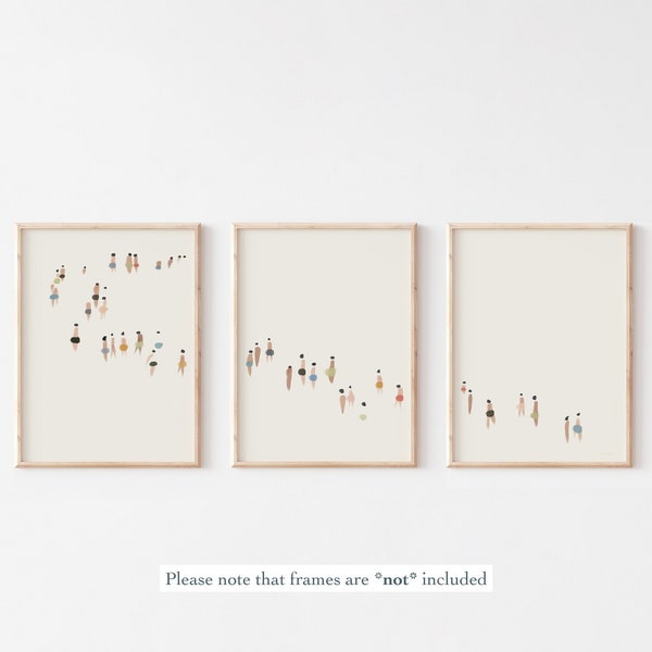 3er-Set Prints, Minimalistische Wandkunst, Stranddekor, Neutrales Triptychon, Abstrakte Wandkunst für Schlafzimmer und Wohnzimmer