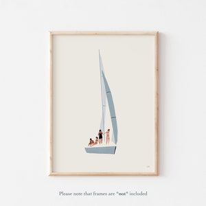 Impression de voilier, cadeau de voile, art de la voile, diverses oeuvres d'art féminines, oeuvre d'art minimaliste, décoration de plage, art mural de salle de bain