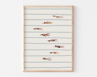 Kinder Badezimmer Kunst, Schwimmbad Druck, Schwimmer Kunstwerk, Minimalistische Drucke, Minimalistische Poster