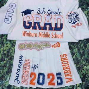 Middle School Custom Pleated Skirt Set; Graduation Outfit; Pleated Skirt Set; Graduation Pics; 2025 Grad; 2026 Grad; Graduation Outfit