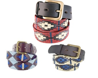 WeavingCraft Hand Woven Argentine Polo Belt: Unisex Leather Fashion Belt 1029