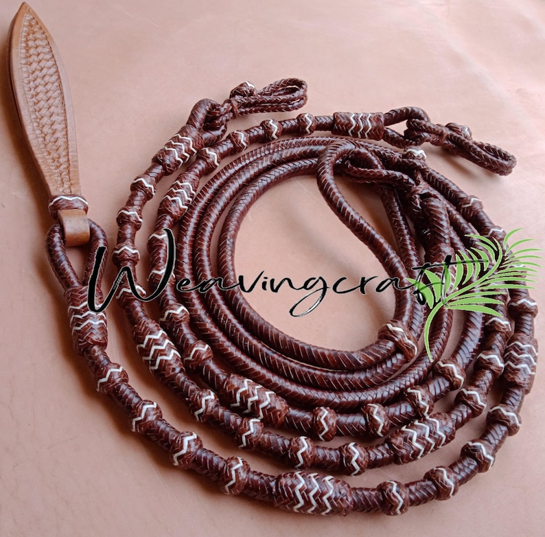 Handmade Rawhide Rope Handmade Braided Rawhide Show Romel Romal Reins: Cherry Chestnut ...