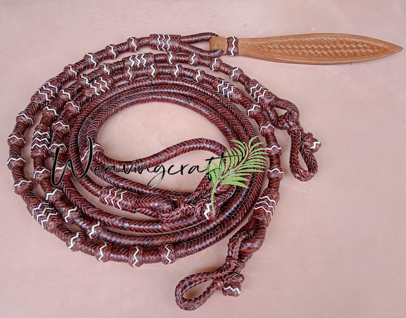 Handmade Rawhide Rope Handmade Braided Rawhide Show Romel Romal Reins: Cherry Chestnut ...