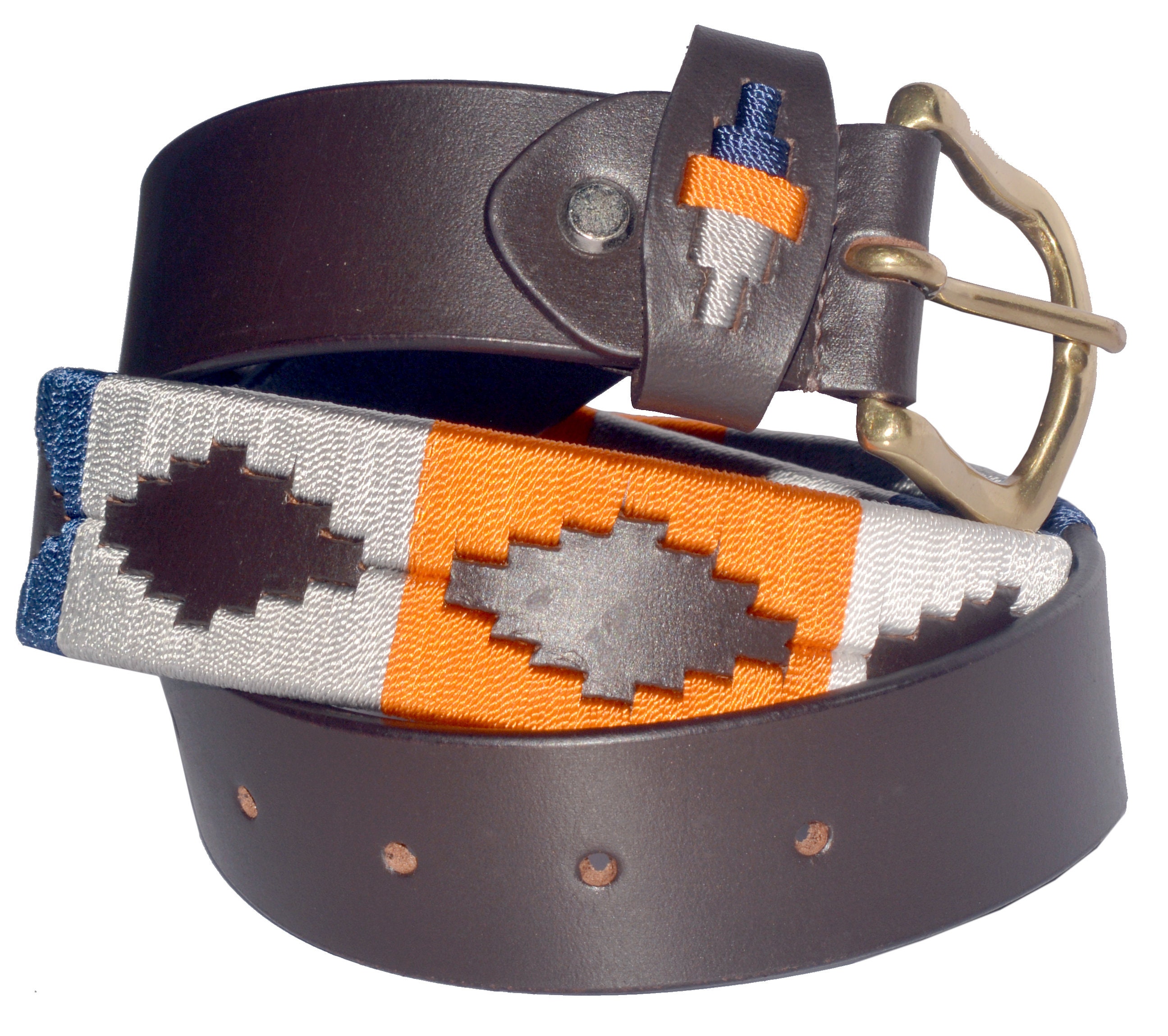 Vintage Argentine Polo Belt Multicolor Braided Leather Preppy Equestrian Lussoro Polo Belt 100% Leather Embroidered Unisex Gaucho  main image 2