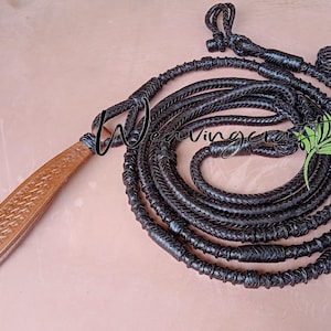 WeavingCraft Handmade leather romal reins custom braided reins Horse riding ranch rope, equestrian Brown Romal Reins, Raw Hide Leather 318