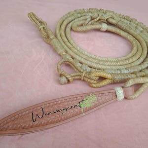 WeavingCraft Handmade leather romalreins custom braided reins Horse riding ranch rope equestrian Romal Reins Natural Raw Hide Leather SRM319