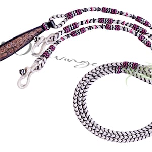 WehavingCraft Romal Handgemachte Lederzügel, geflochtene Zügel, Pferd Reithalsau, Romal Zügel, reines Rohleder WC306