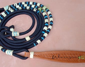 WeavingCraft Handflätade råhudstyglar Romal: Svart nylon ranchrep 332