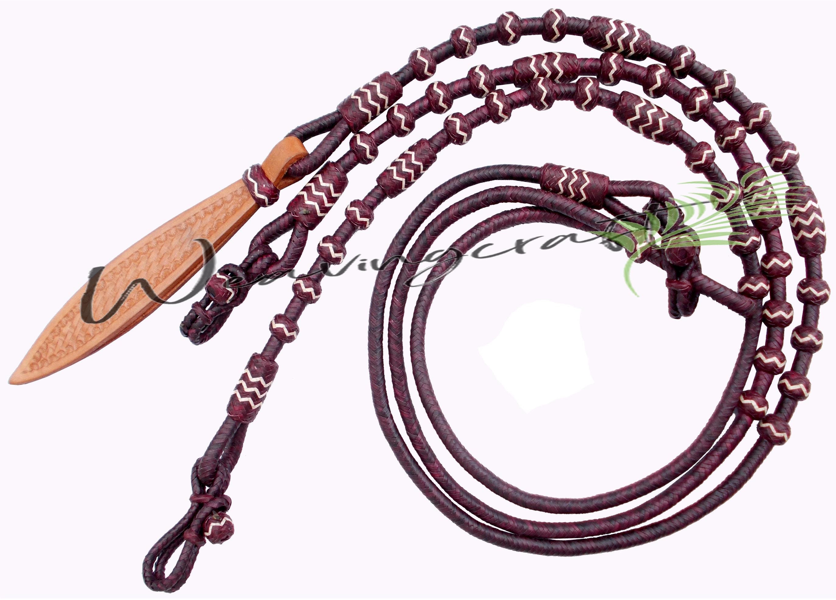 Handmade Rawhide Rope Handmade Braided Rawhide Show Romel Romal Reins: Cherry Chestnut ...