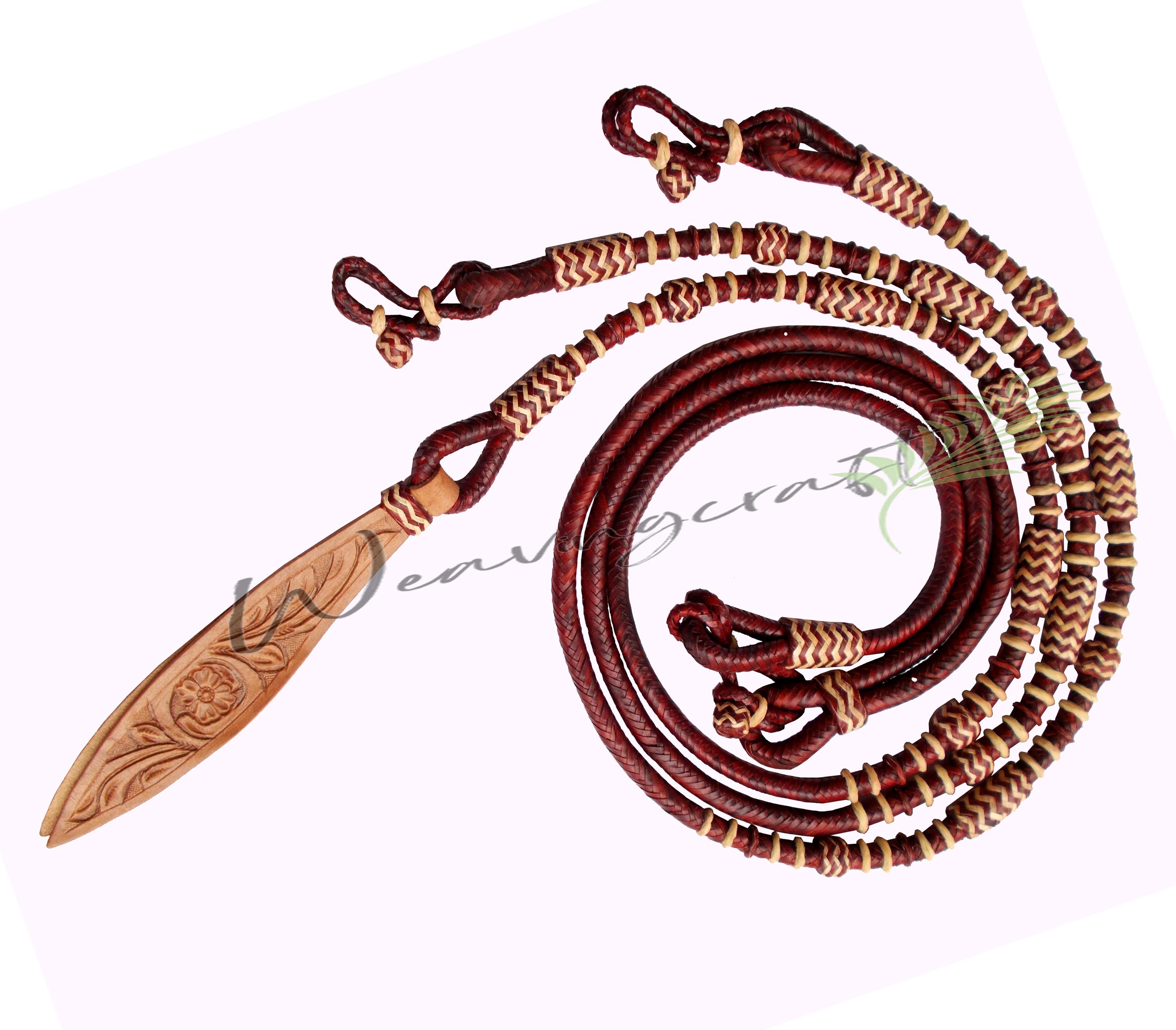 Handmade Rawhide Rope Weavingcraft Handmade Braided Rawhide Show Romel Romal Reins: Cherry ...