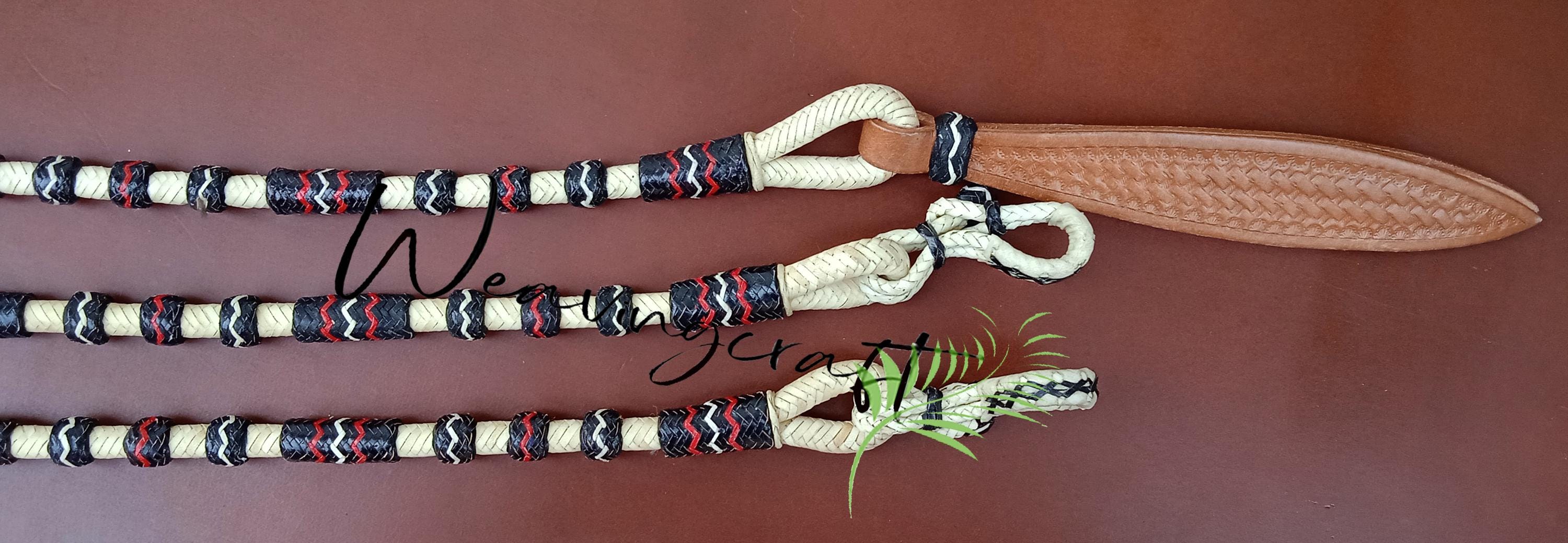 WeavingCraft Rênes multicolores en cuir brut tressé à la main pour