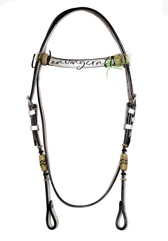 Bradford Knives Bride Droite Western En Cuir Blanc Tressé Main - Cuir Brut Naturel, Taille Cheval, Style Western Équipement équitation Western