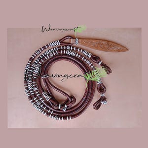 WeavingCraft Handmade leather romal reins custom braided reins Horse riding ranch rope equestrian Cherry Romal Reins, Raw Hide Leather WC177