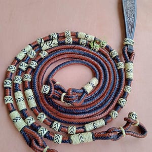 WeavingCraft Handmade leather romal reins custom braided reins Horse riding ranch rope equestrian Romal Reins, Raw Hide Leather 313