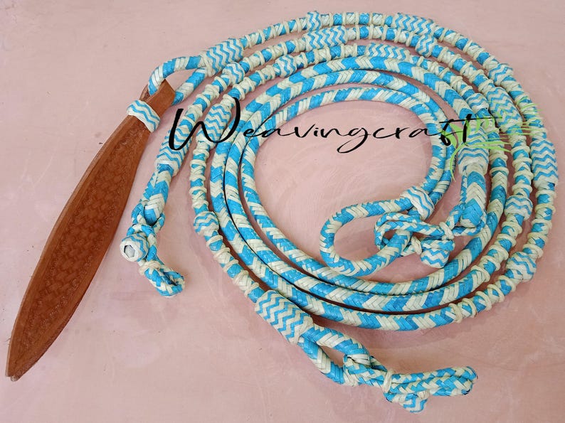 Handmade Rawhide Rope Weavingcraft Handmade Turquoise Rawhide Romel Romal Reins: Braided ...