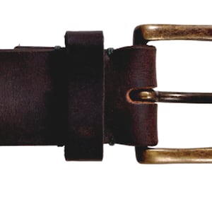 May include: A brown leather belt with a brass buckle.