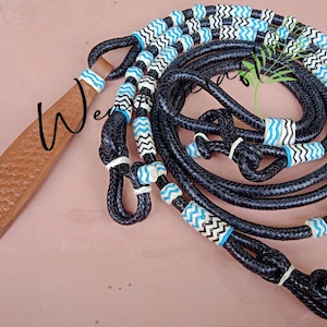 WeavingCraft Handmade leather romal reins custom braided reins Horse riding ranch rope, equestrian Romal Reins, Raw Hide Leather WC327