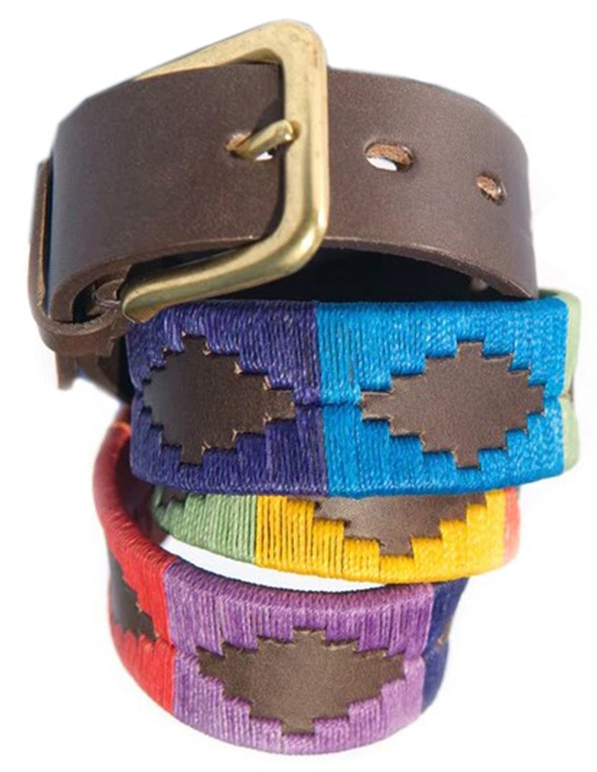 Vintage Argentine Polo Belt Multicolor Braided Leather Preppy Equestrian Lussoro Polo Belt 100% Leather Embroidered Unisex Gaucho  main image 4