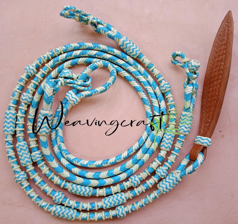 Handmade Rawhide Rope Weavingcraft Handmade Turquoise Rawhide Romel Romal Reins: Braided ...