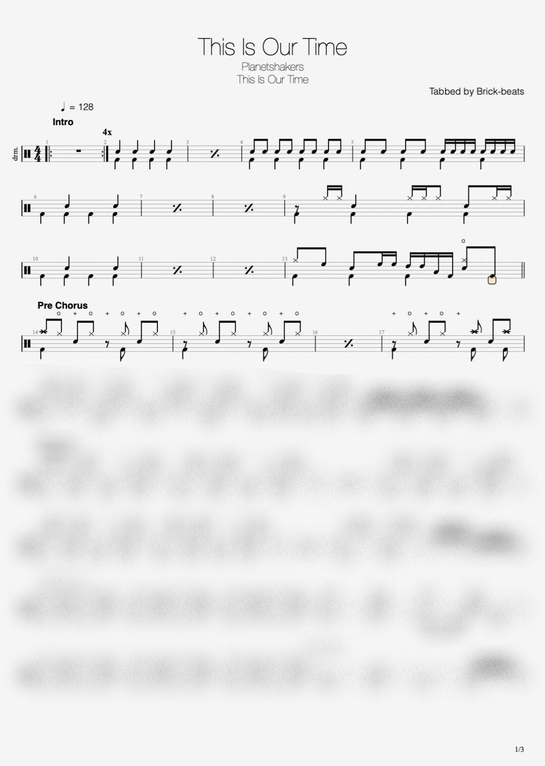 Planetshakers "this is Our Time" Drums Transcription - Etsy