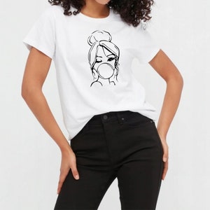 Frauen T-shirt, Bubble Gum Tshirt, Mädchen mit Bubble Gum Shirt, Kaugummi Shirt, Bubble Girl Shirt, Trendy Shirt
