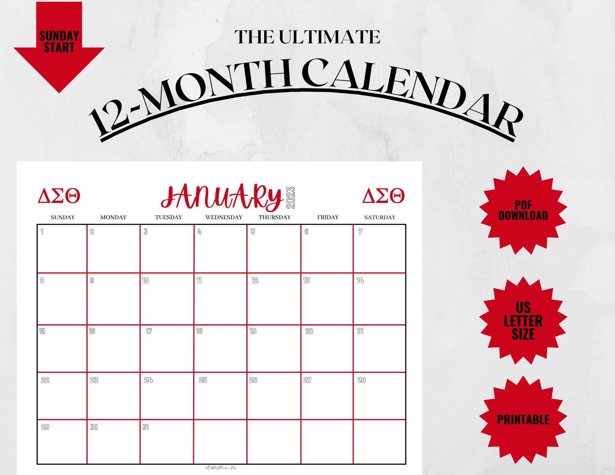 Delta Sigma Theta Sorority Calendar - Etsy